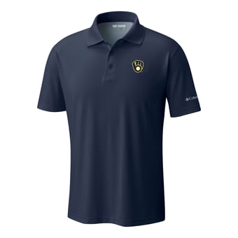 Men's Columbia  Navy Milwaukee Brewers Omni-Wick Low Drag Offshore Polo