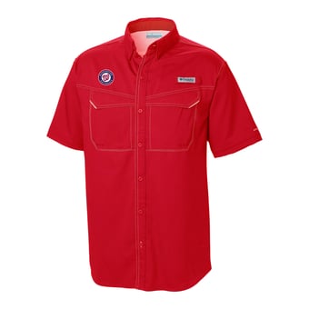 Men's Columbia  Red Washington Nationals Omni-Wick Low Drag Offshore Button-Up Shirt