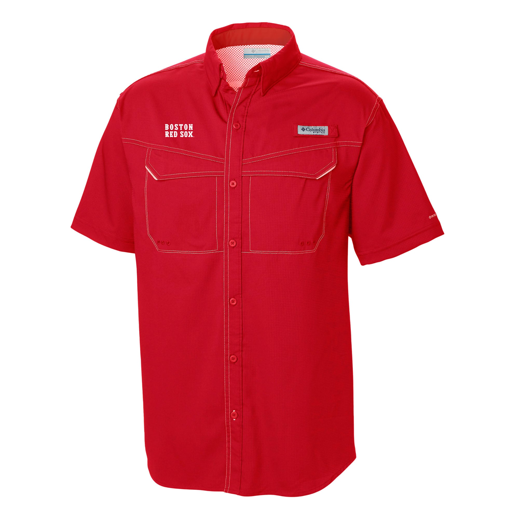Men's Columbia Red Boston Red Sox Omni-Wick Low Drag Offshore Button-Up Shirt