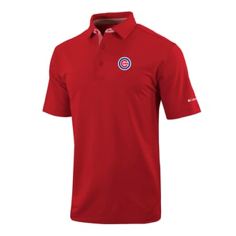 Men's Columbia  Red Chicago Cubs Omni-Wick Even Lie Polo