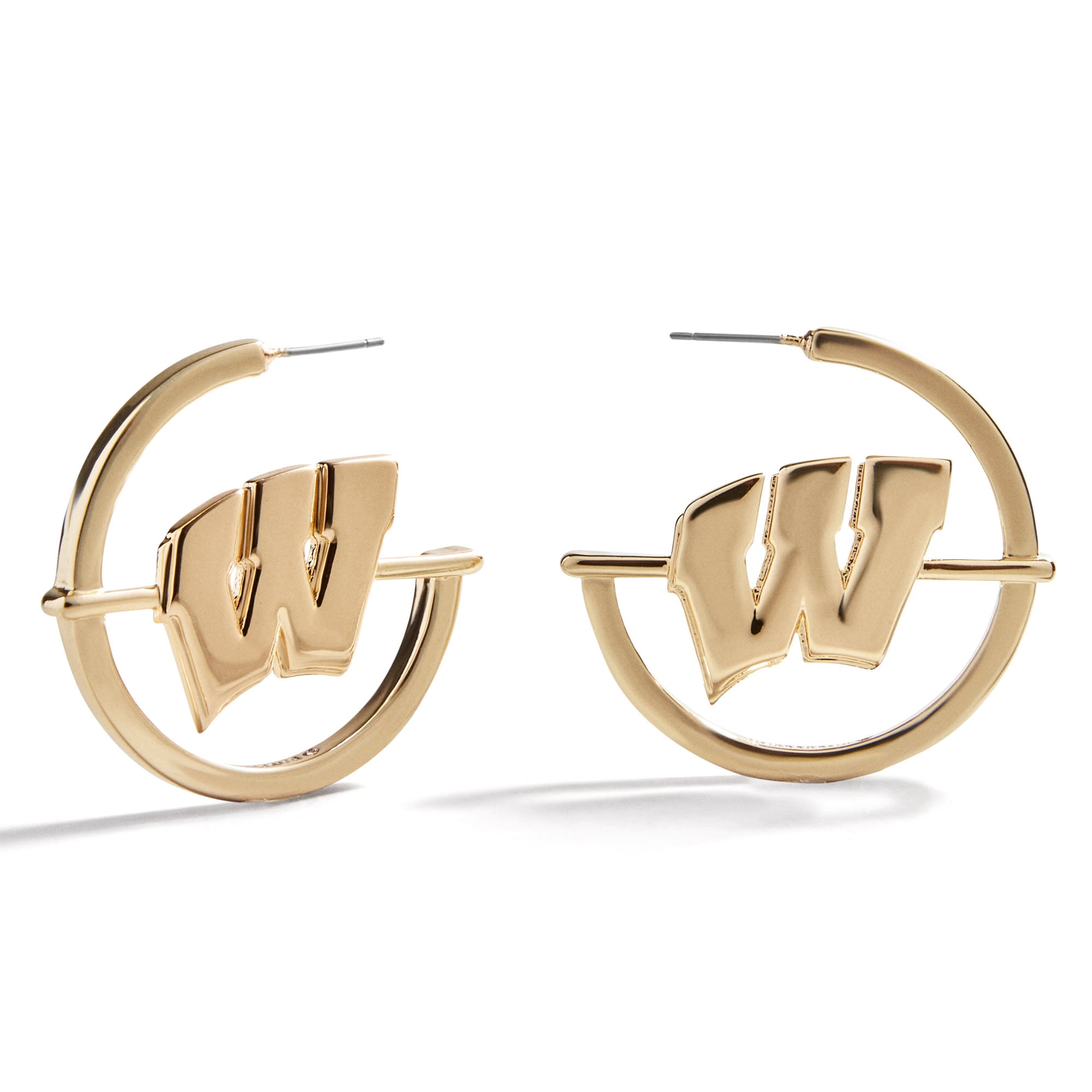 BaubleBar Wisconsin Badgers Logo Hoop Earring