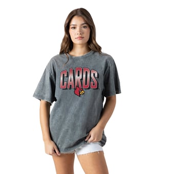 Women's Gameday Couture Gray Louisville Cardinals Snow Washed Relaxed Fit Classic T-Shirt