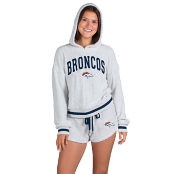 Women's Concepts Sport  Gray Denver Broncos Whitley Long Sleeve Hoodie Top & Shorts Set