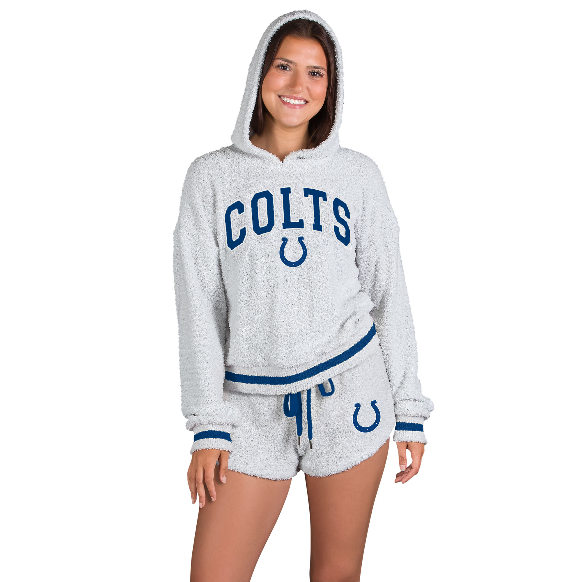 Women's Concepts Sport Gray Indianapolis Colts Whitley Long Sleeve Hoodie Top & Shorts Set