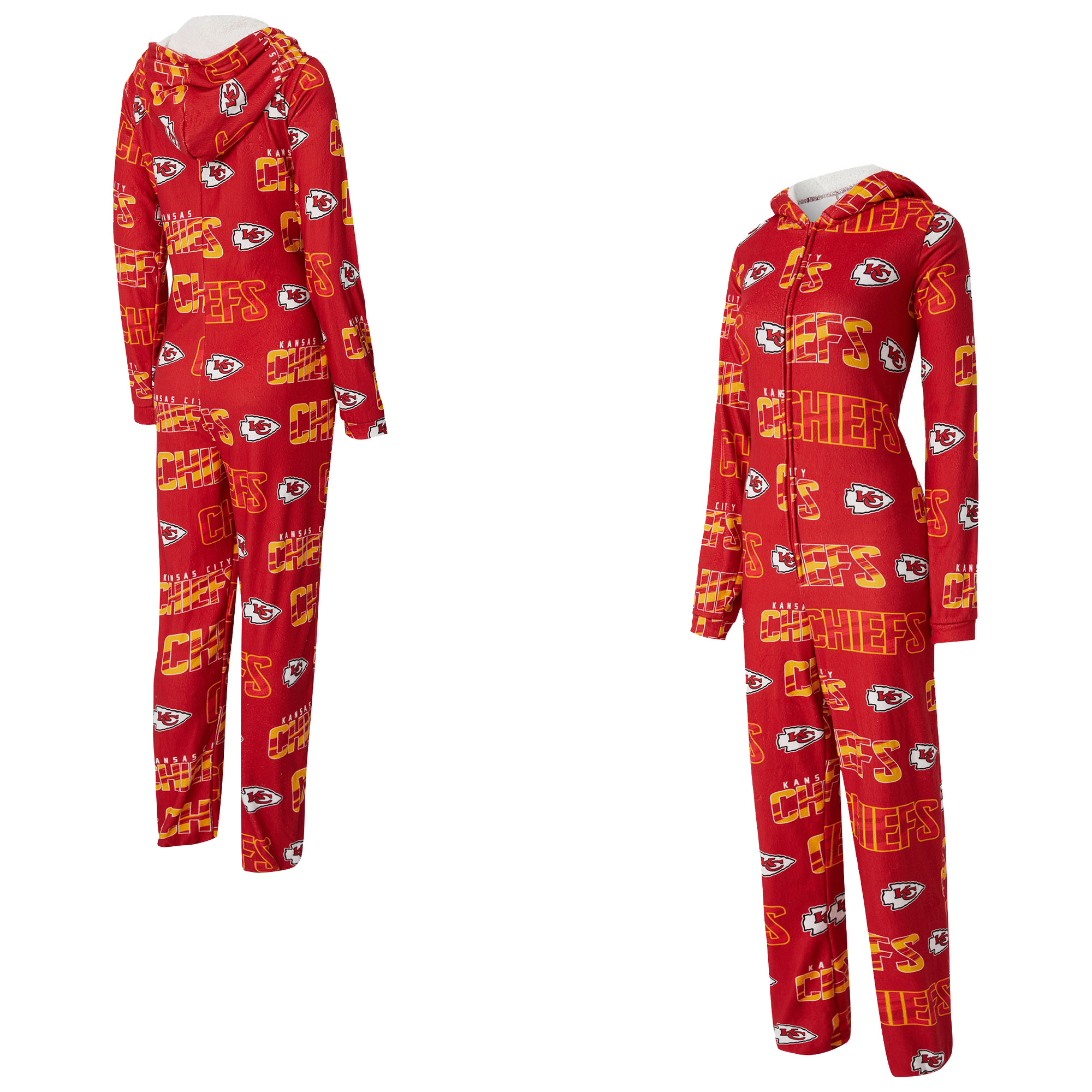 Women's Concepts Sport Red Kansas City Chiefs Roadway Allover Print Microfleece Full-Zip Union Suit