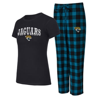 Women's Concepts Sport  Black/Teal Jacksonville Jaguars Avondale T-Shirt & Pants Flannel PJ Set
