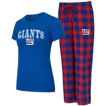Women's Concepts Sport  Royal/Red New York Giants Avondale T-Shirt & Pants Flannel PJ Set