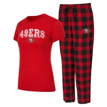 Women's Concepts Sport  Scarlet/Black San Francisco 49ers Avondale T-Shirt & Pants Flannel PJ Set