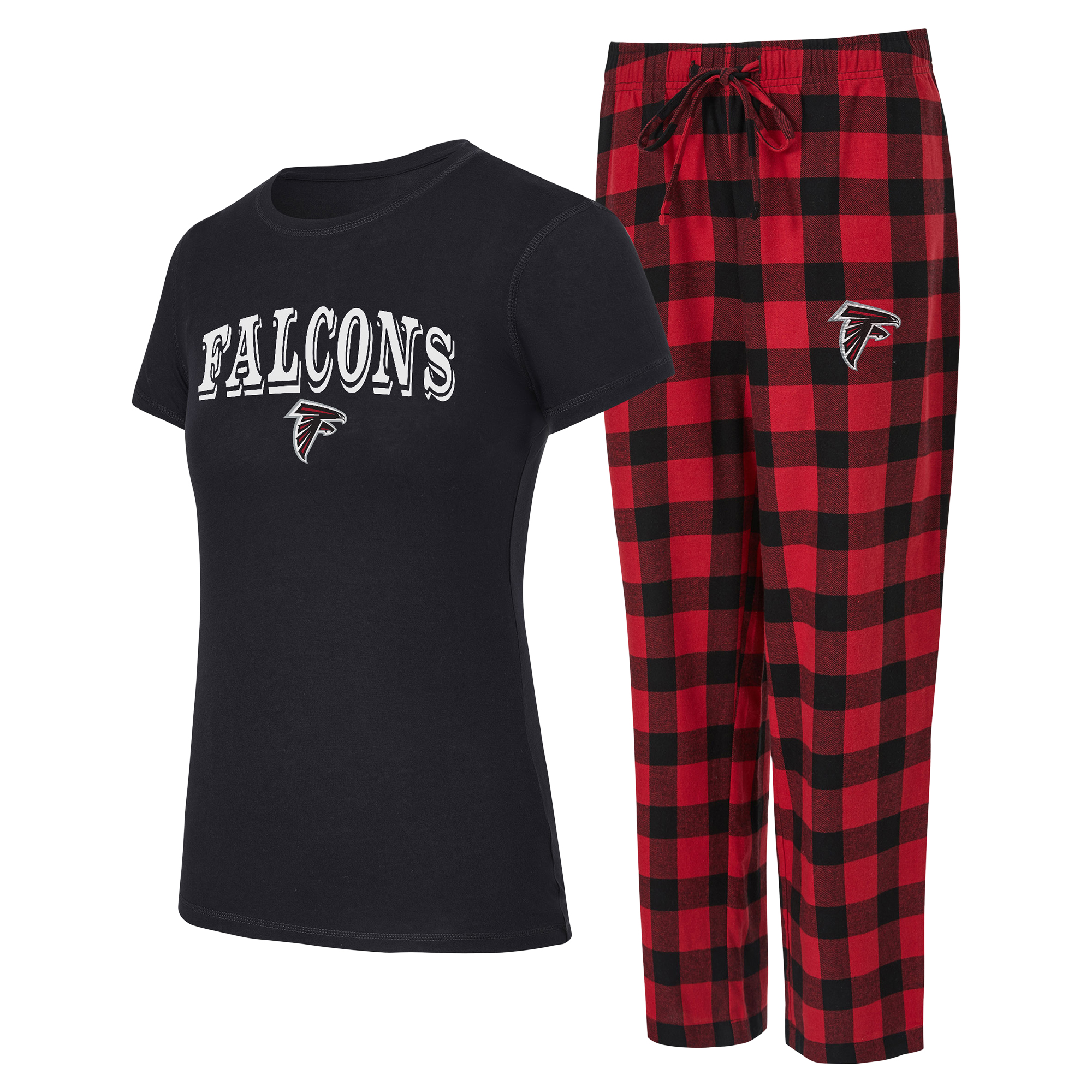 Women's Concepts Sport Black/Red Atlanta Falcons Avondale T-Shirt & Pants Flannel PJ Set