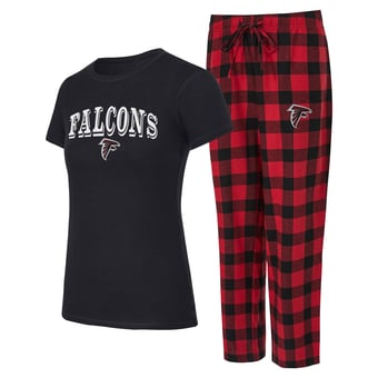 Women's Concepts Sport  Black/Red Atlanta Falcons Avondale T-Shirt & Pants Flannel PJ Set