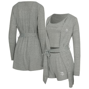 Women's Concepts Sport Heather Gray Minnesota Vikings Rigor Tank, Short & Robe Set