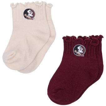 Infant ZooZatz Cream/Garnet Florida State Seminoles Two-Pack Lettuce Hem Tri-Blend Socks