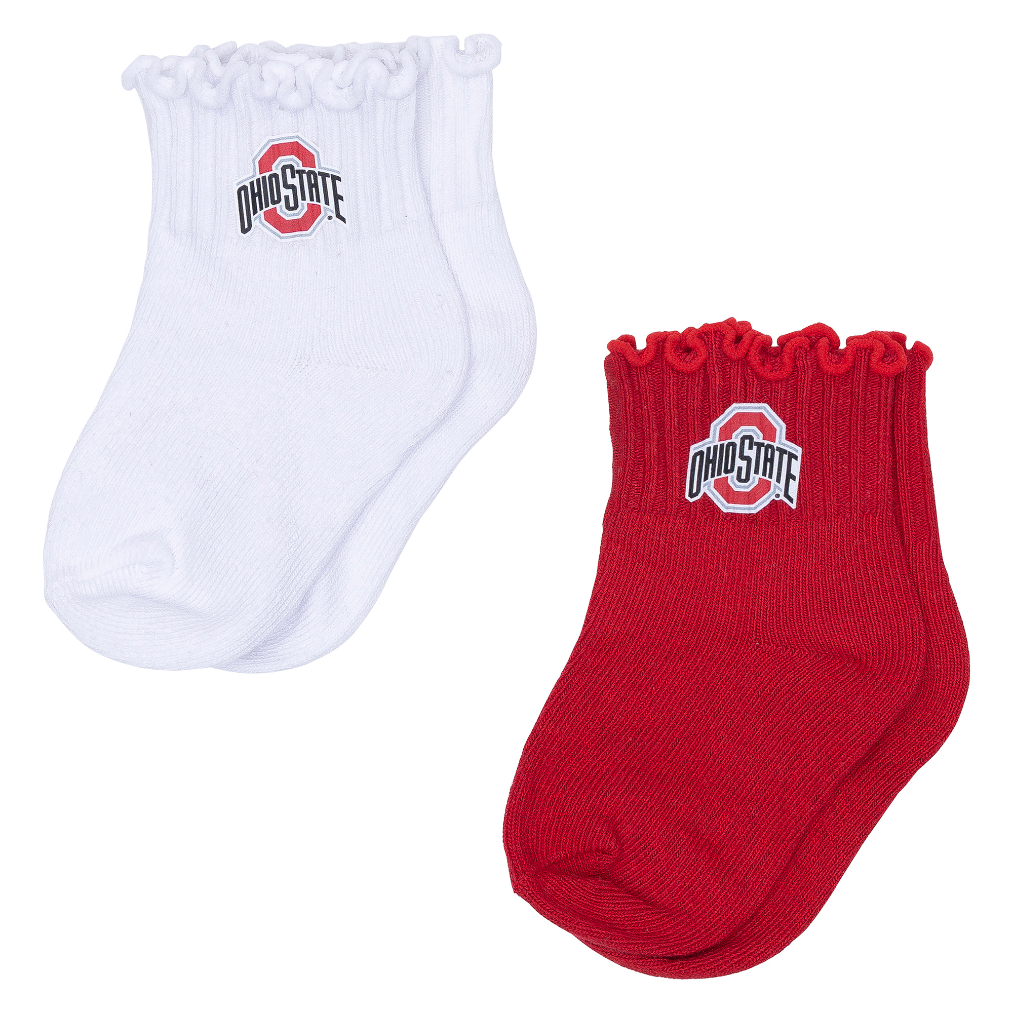 Infant ZooZatz Scarlet/White Ohio State Buckeyes Two-Pack Lettuce Hem Tri-Blend Socks