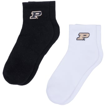Women's ZooZatz White/Black Purdue Boilermakers Two-Pack Quarter-Length Socks