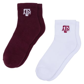 Women's ZooZatz White/Maroon Texas A&M Aggies Two-Pack Quarter-Length Socks