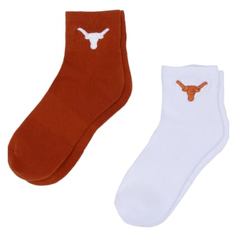 Women's ZooZatz White/Texas Orange Texas Longhorns Two-Pack Quarter-Length Socks