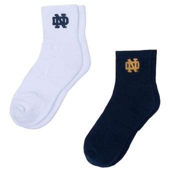 Women's ZooZatz White/Navy Notre Dame Fighting Irish Two-Pack Quarter-Length Socks