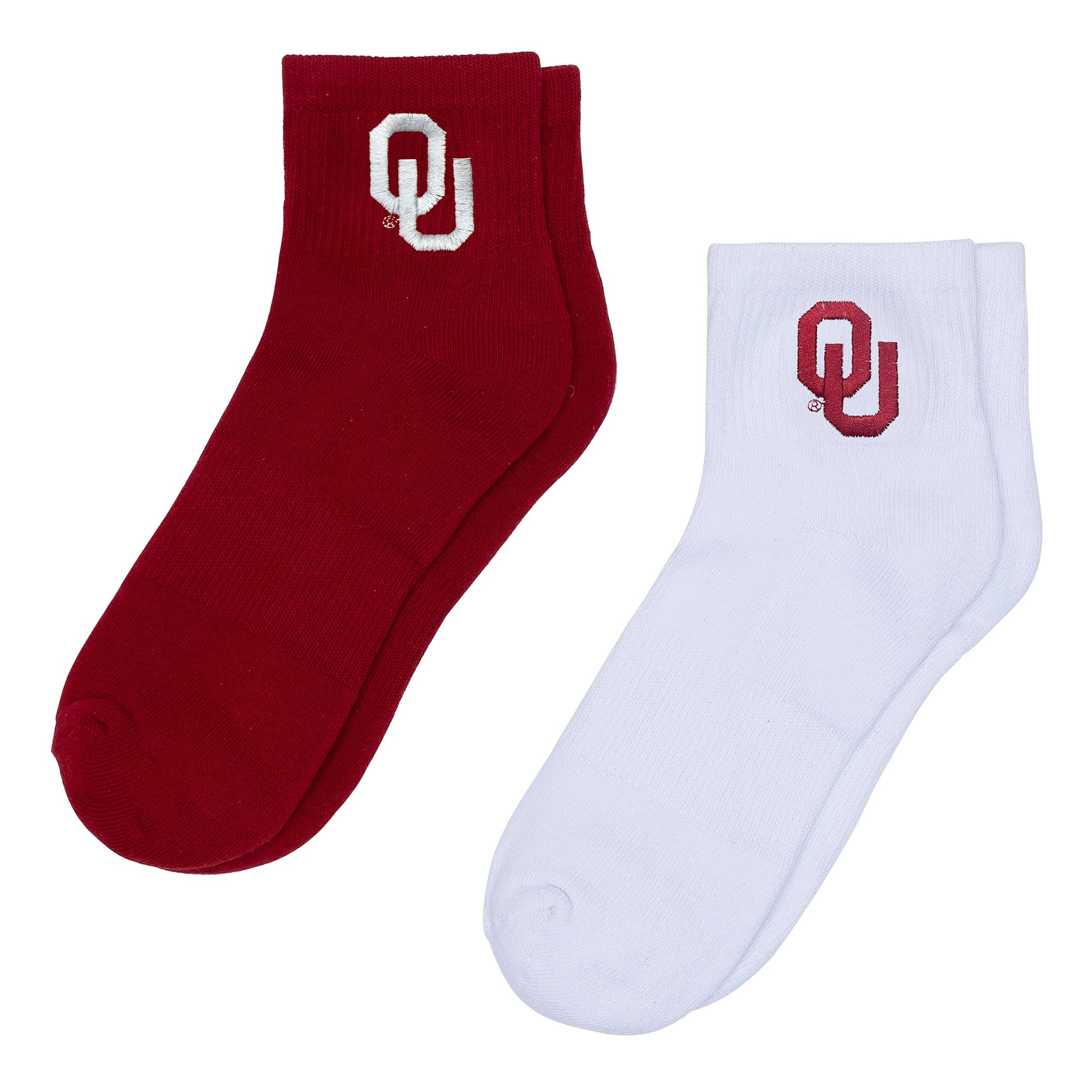 Women's ZooZatz White/Crimson Oklahoma Sooners Two-Pack Quarter-Length Socks