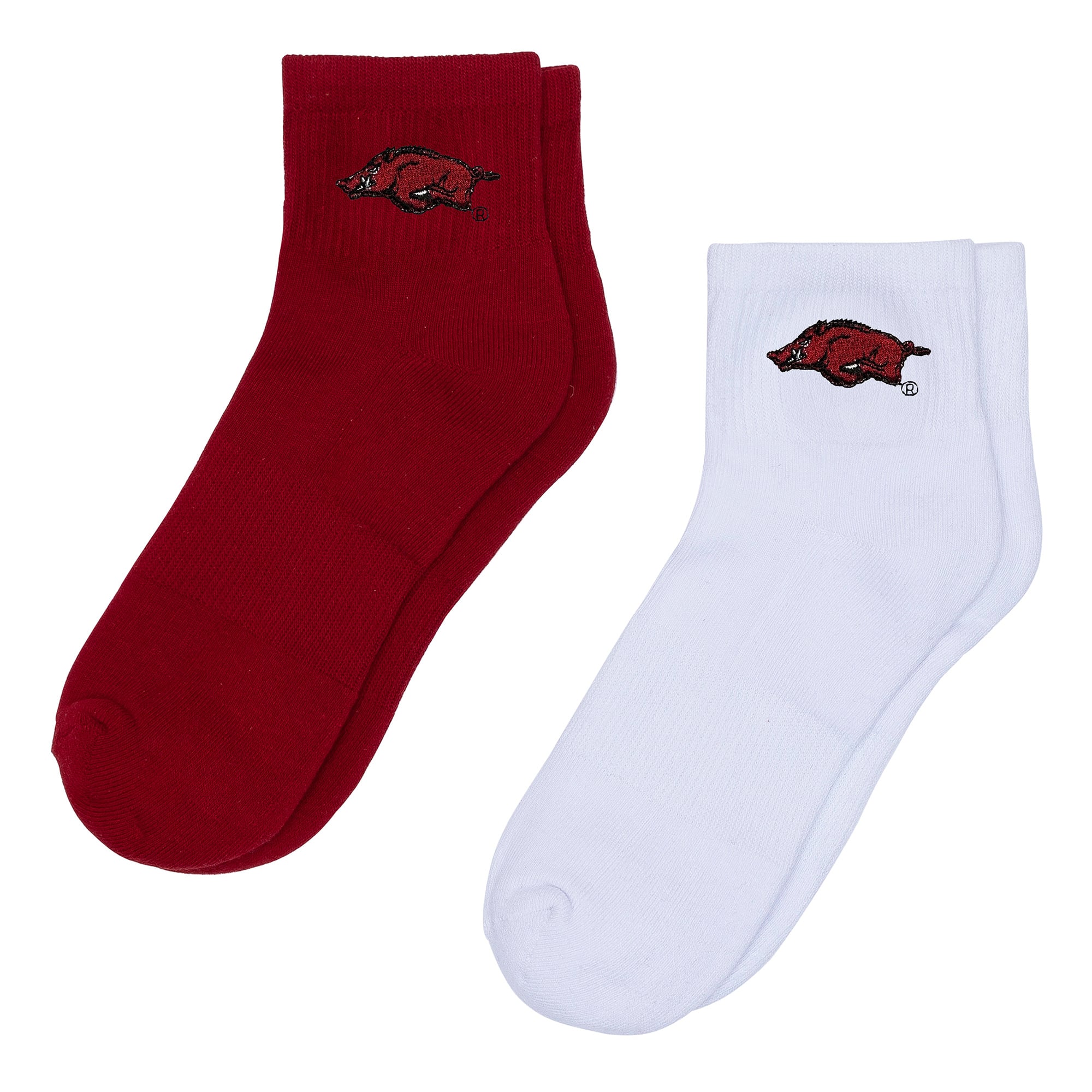Women's ZooZatz White/Cardinal Arkansas Razorbacks Two-Pack Quarter-Length Socks
