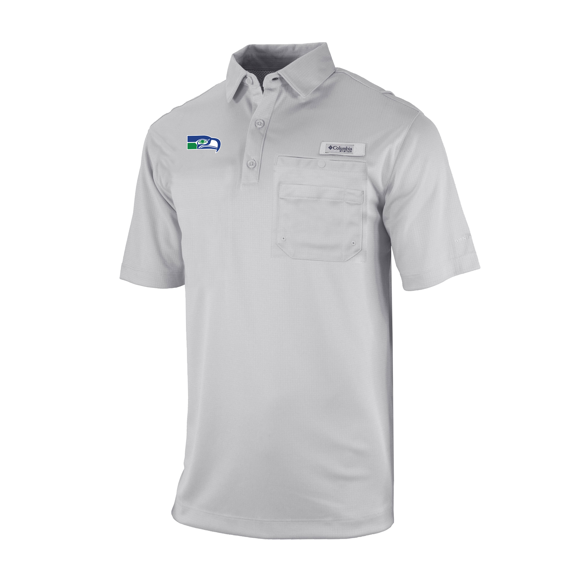 Men's Columbia Gray Seattle Seahawks Omni-Wick Flycaster Pocket Polo