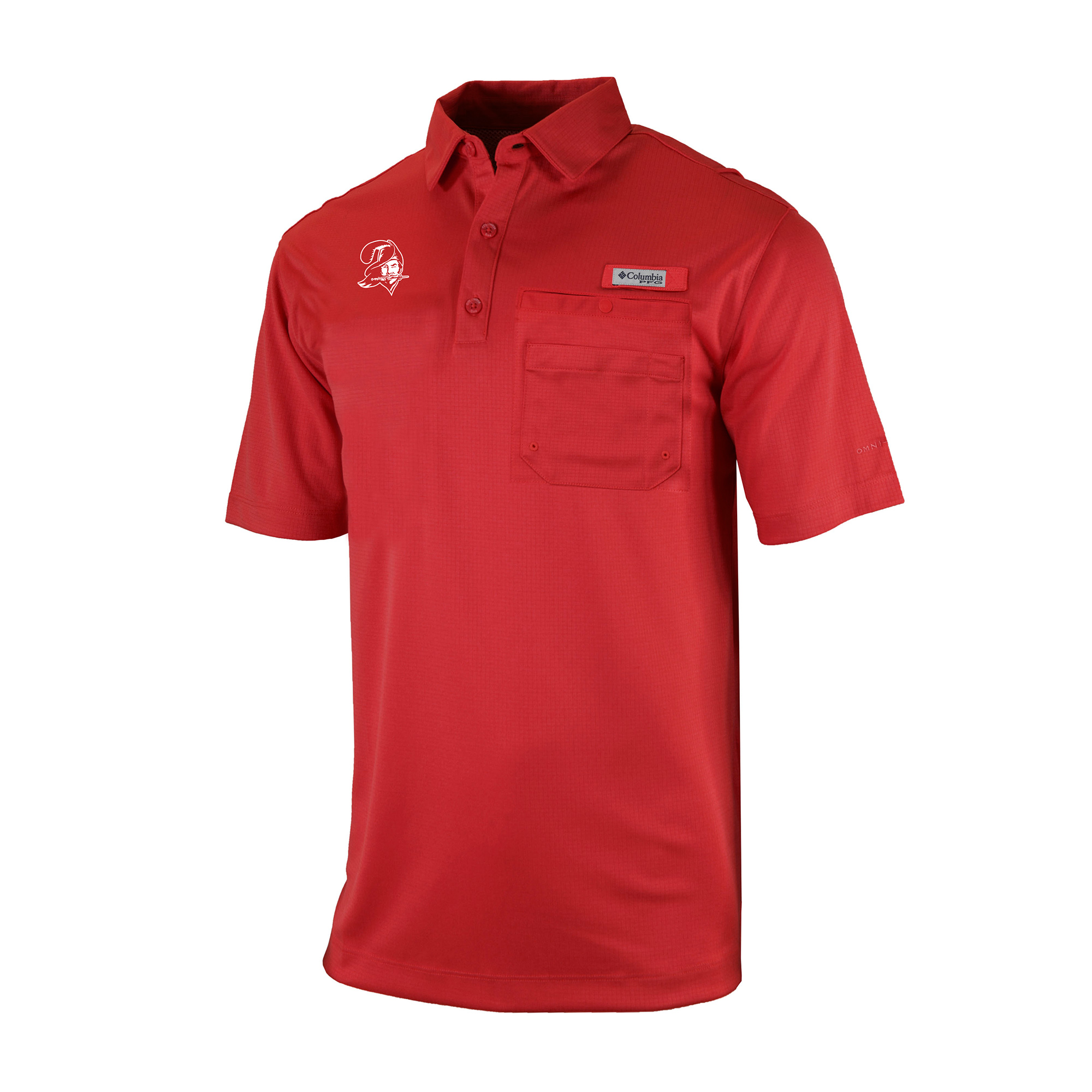 Men's Columbia Red Tampa Bay Buccaneers Omni-Wick Flycaster Pocket Polo