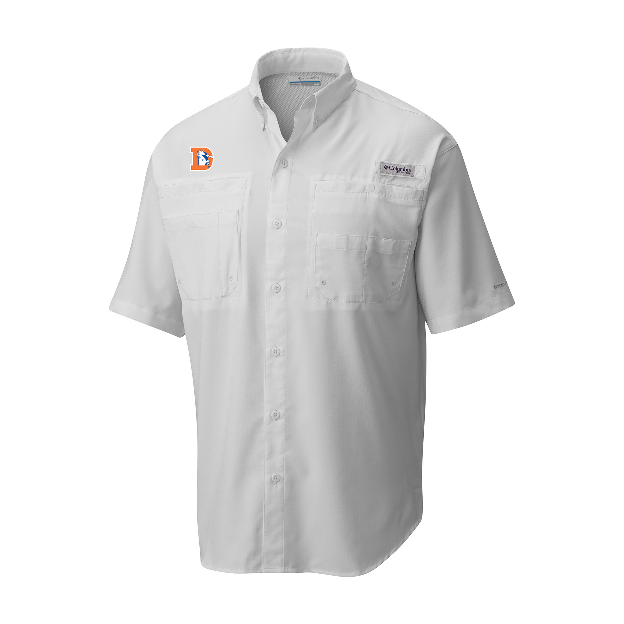 Men's Columbia White Denver Broncos Throwback Logo Tamiami Omni-Shade Button-Down Shirt