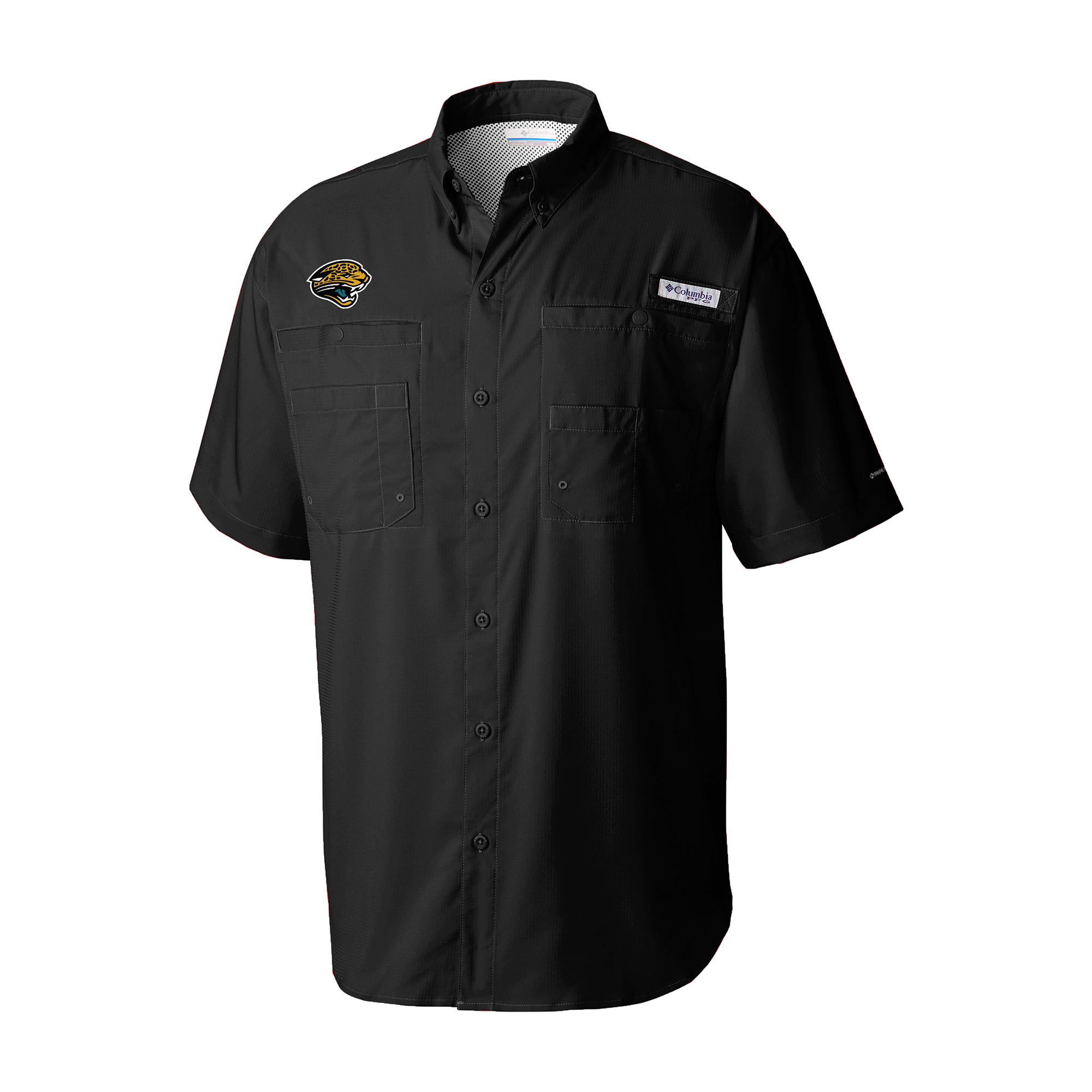 Men's Columbia Black Jacksonville Jaguars Throwback Logo Tamiami Omni-Shade Button-Down Shirt