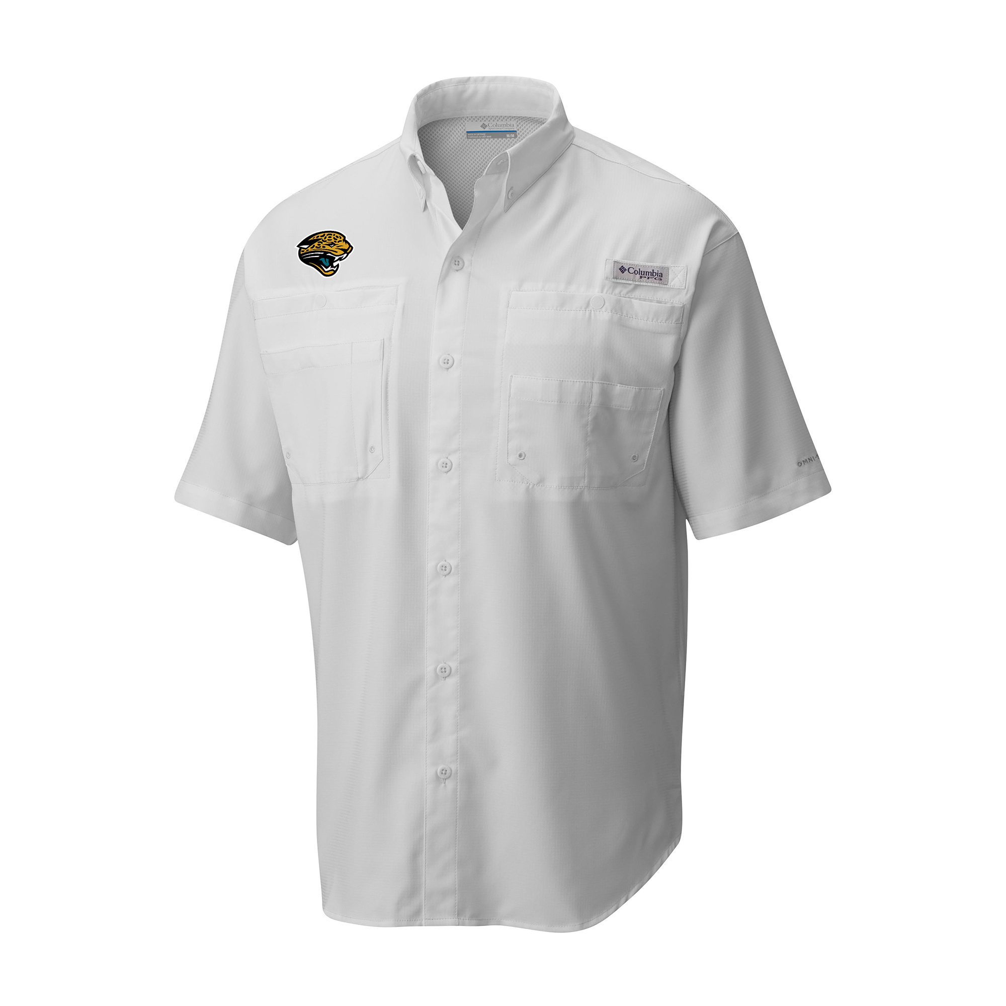 Men's Columbia White Jacksonville Jaguars Throwback Logo Tamiami Omni-Shade Button-Down Shirt