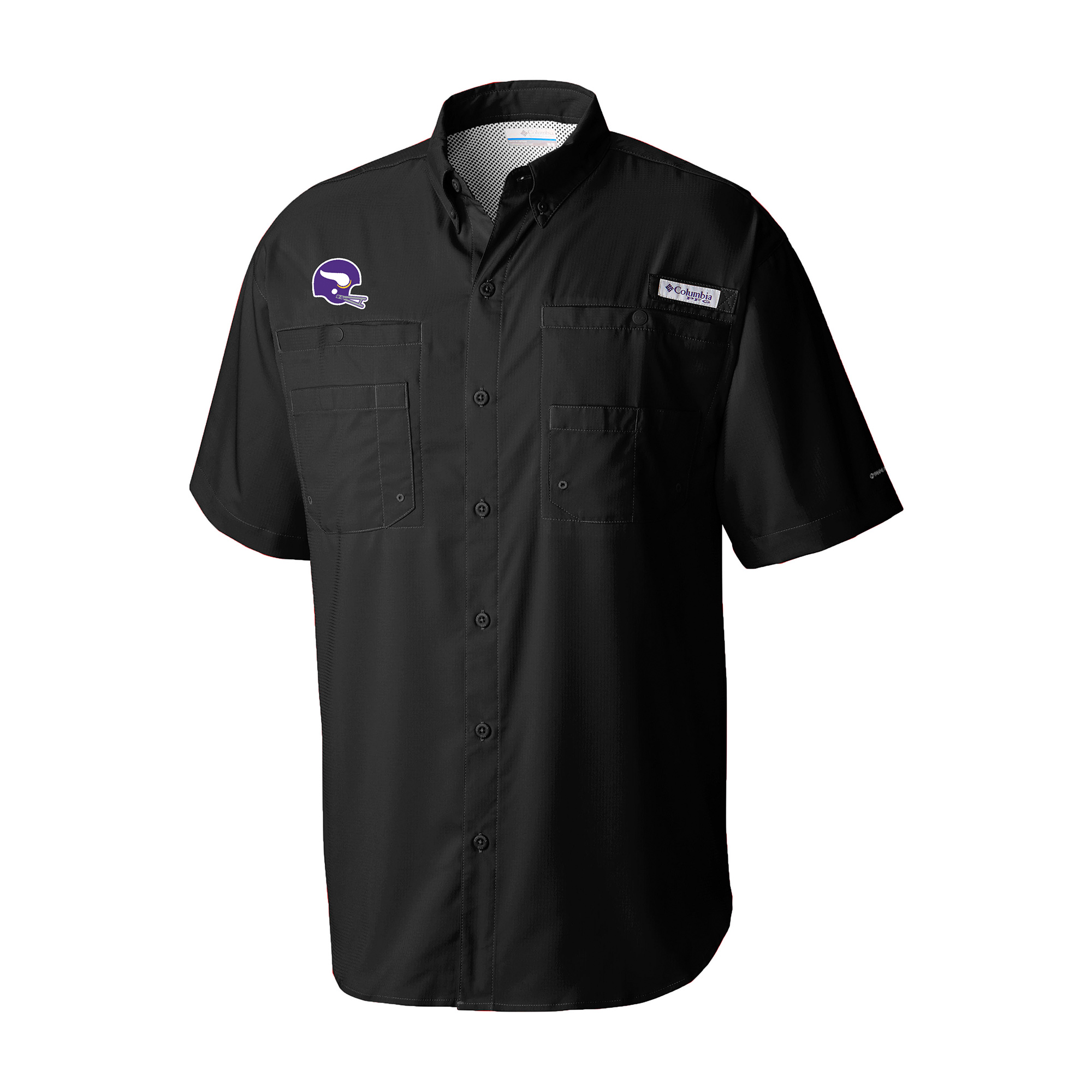 Men's Columbia Black Minnesota Vikings Throwback Logo Tamiami Omni-Shade Button-Down Shirt