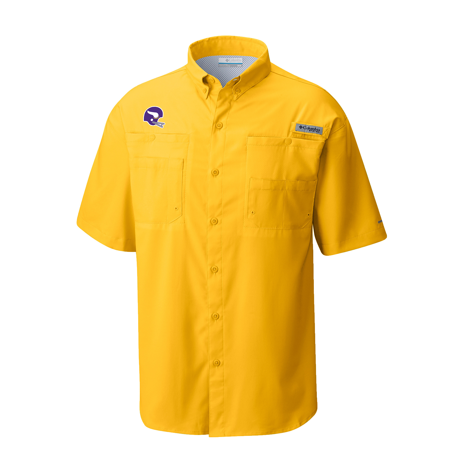 Men's Columbia Gold Minnesota Vikings Throwback Logo Tamiami Omni-Shade Button-Down Shirt