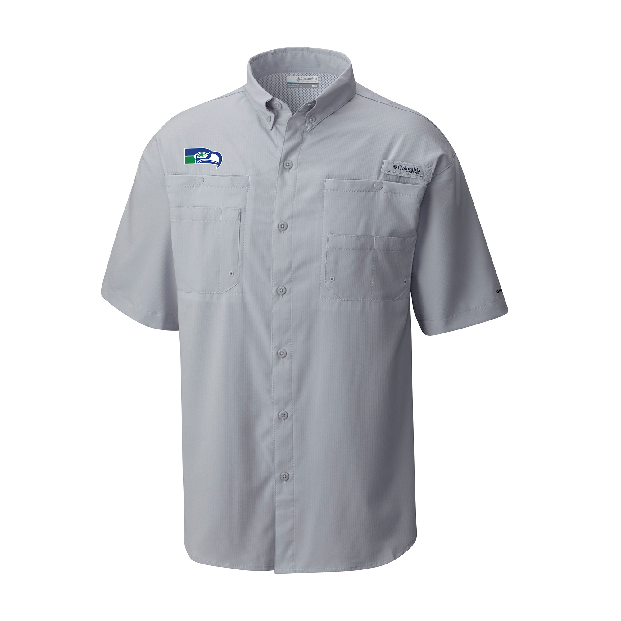 Men's Columbia Gray Seattle Seahawks Throwback Logo Tamiami Omni-Shade Button-Down Shirt