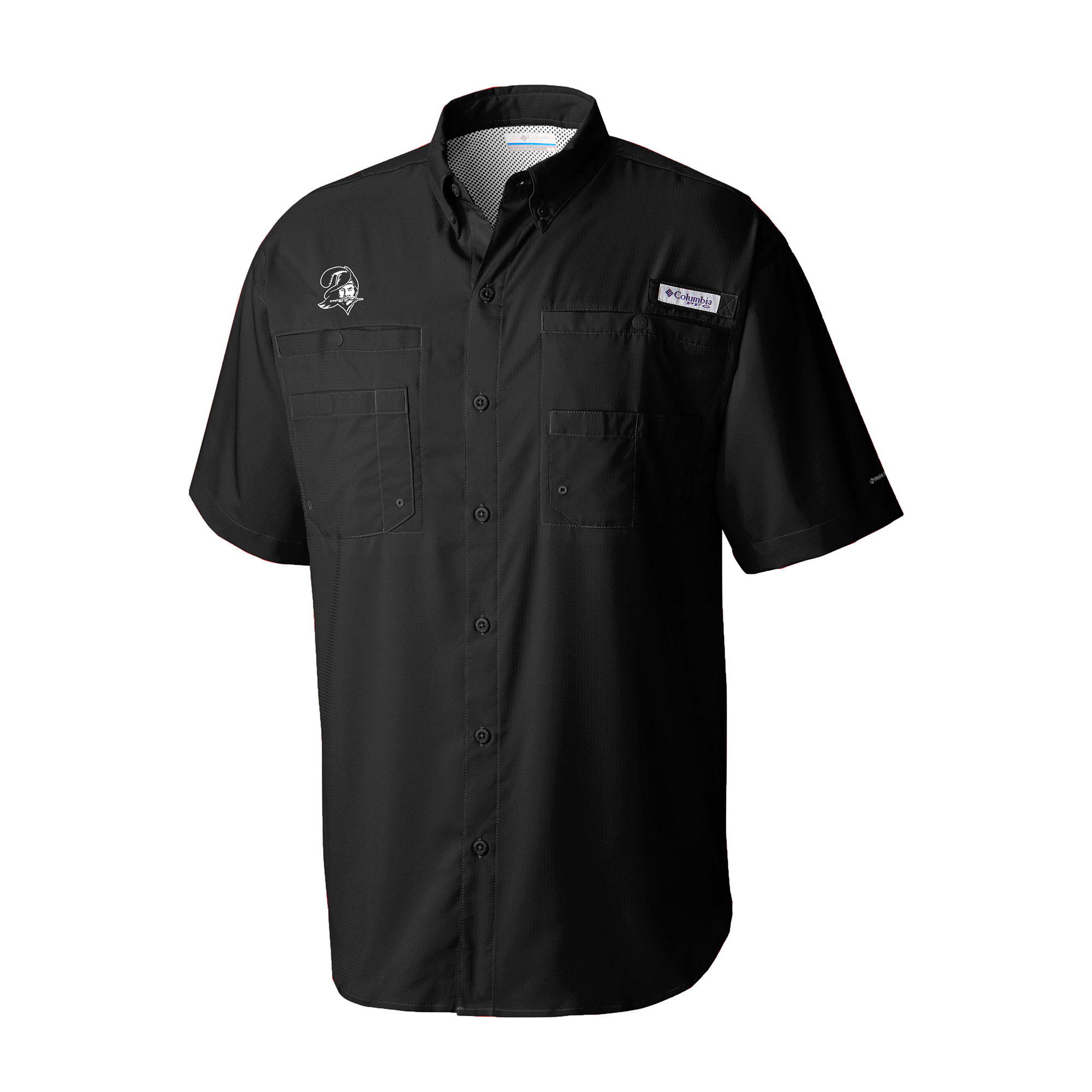 Men's Columbia Black Tampa Bay Buccaneers Throwback Logo Tamiami Omni-Shade Button-Down Shirt
