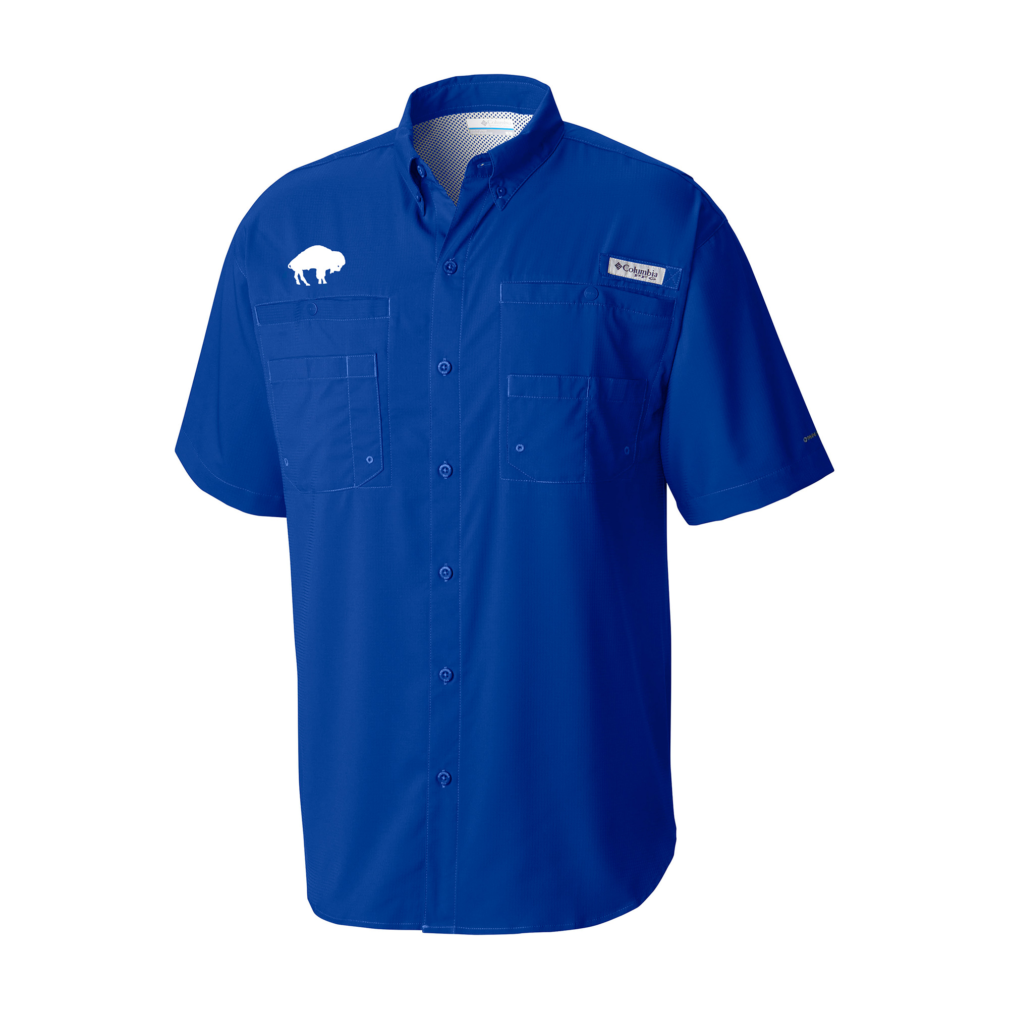 Men's Columbia Royal Buffalo Bills Throwback Logo Tamiami Omni-Shade Button-Down Shirt