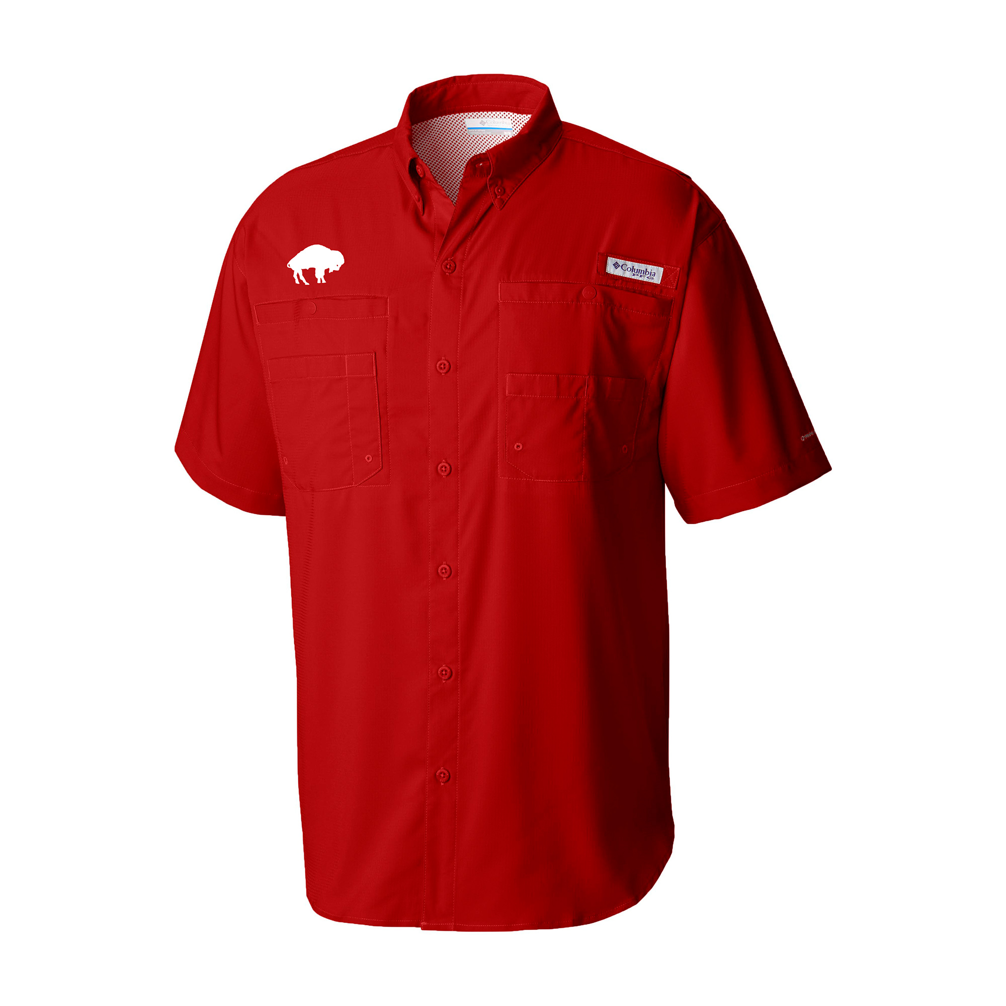 Men's Columbia Red Buffalo Bills Throwback Logo Tamiami Omni-Shade Button-Down Shirt