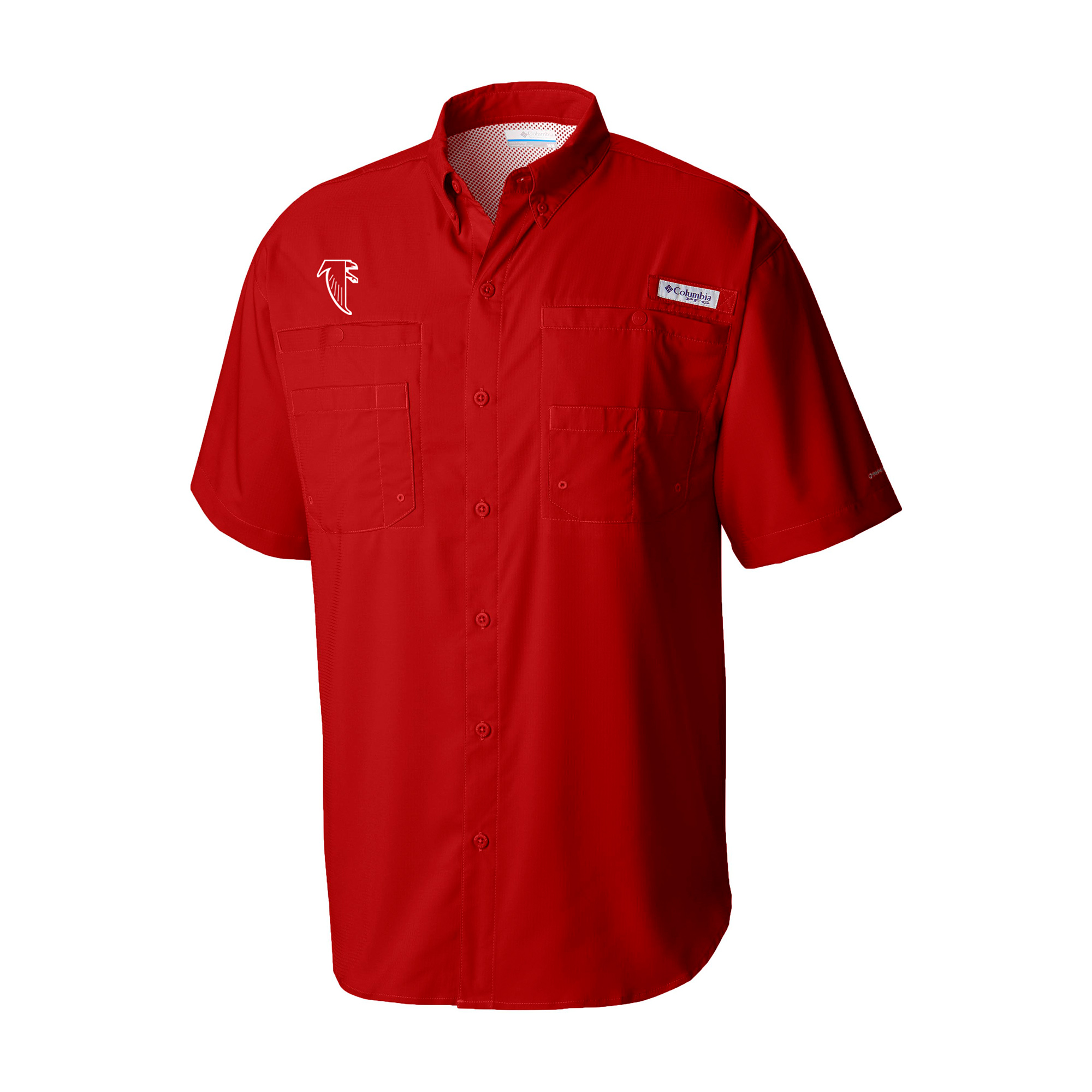 Men's Columbia Red Atlanta Falcons Throwback Logo Tamiami Omni-Shade Button-Down Shirt
