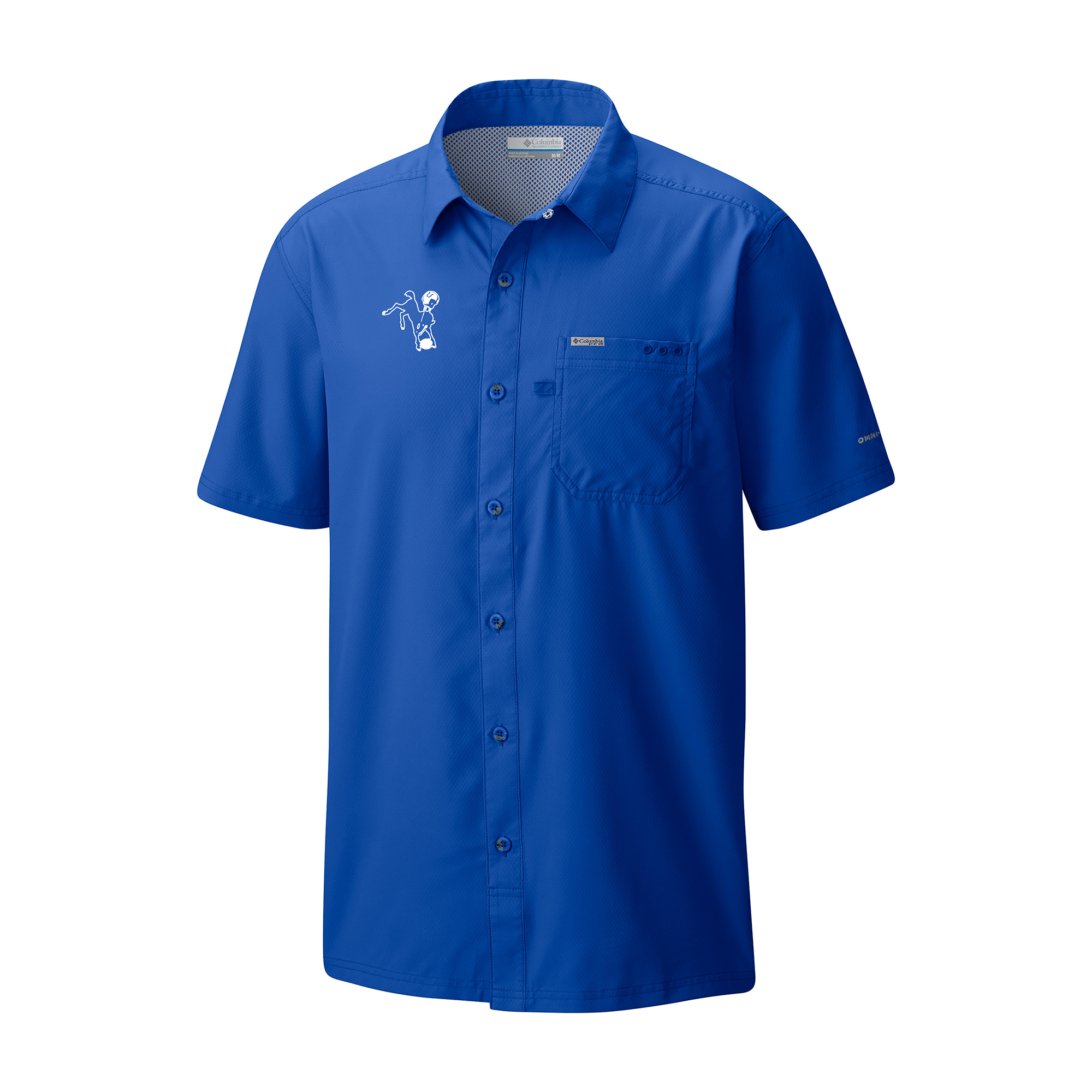 Men's Columbia Royal Indianapolis Colts Slack Tide Omni-Wick Throwback Logo Button-Up Camp Shirt
