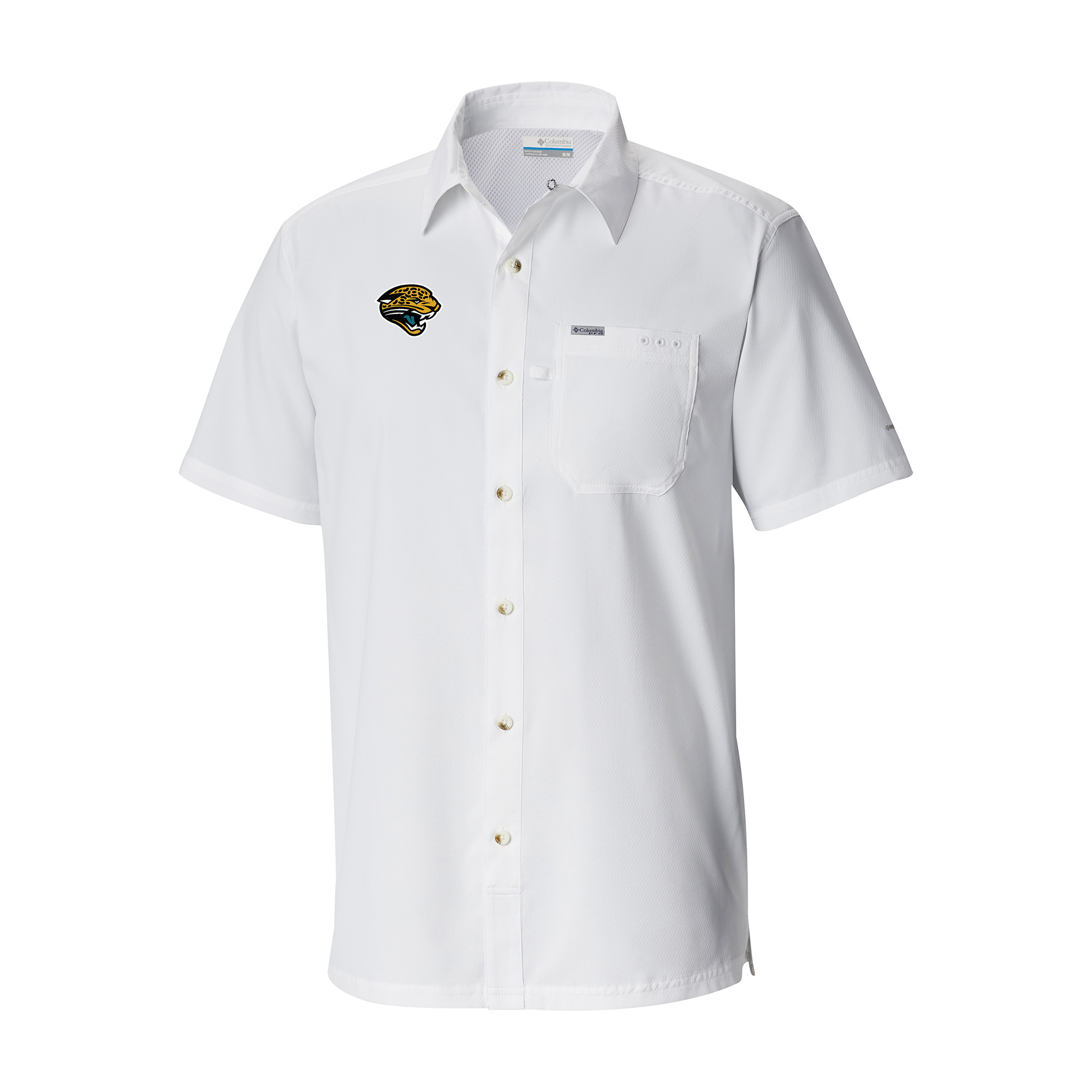Men's Columbia White Jacksonville Jaguars Slack Tide Omni-Wick Throwback Logo Button-Up Camp Shirt