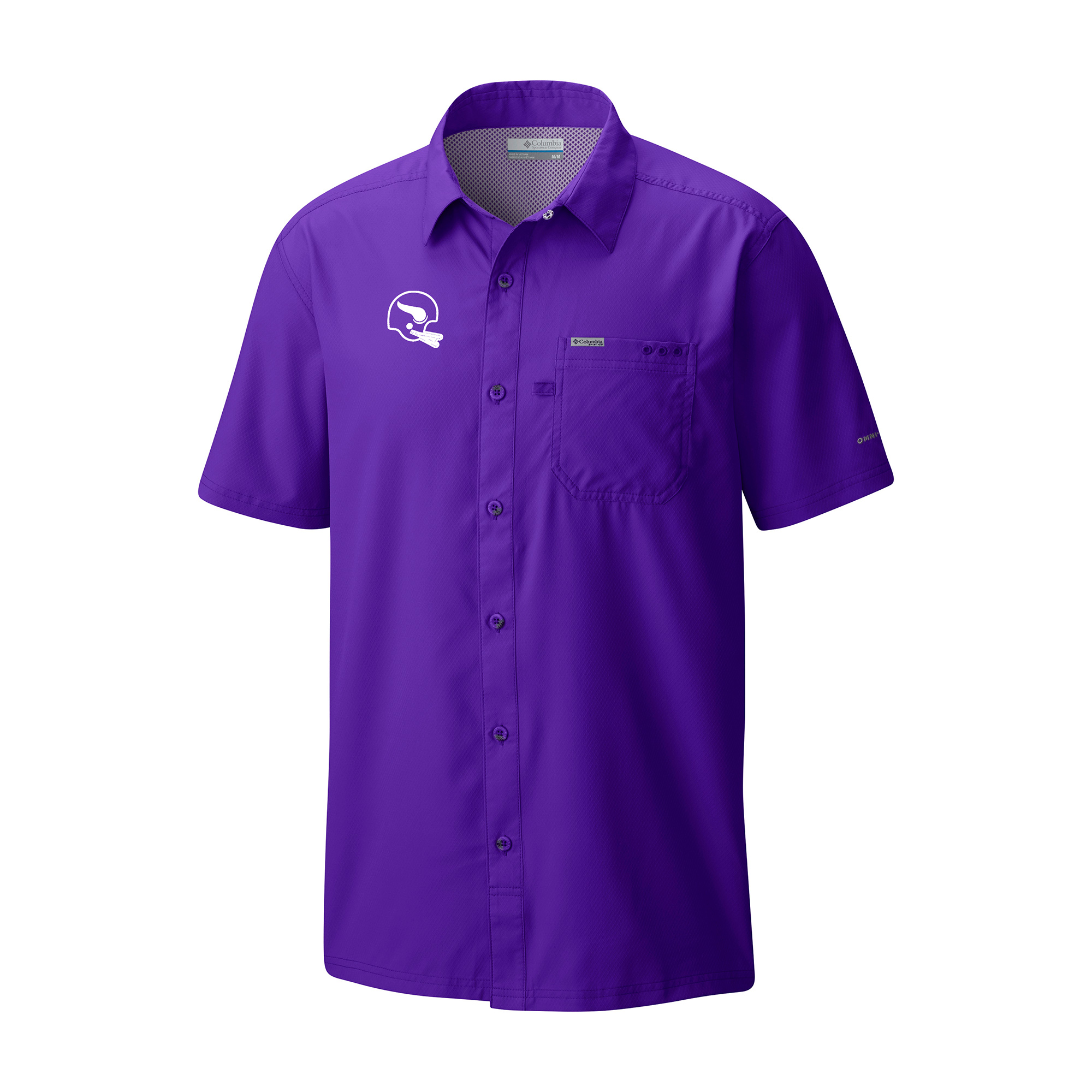 Men's Columbia Purple Minnesota Vikings Slack Tide Omni-Wick Throwback Logo Button-Up Camp Shirt