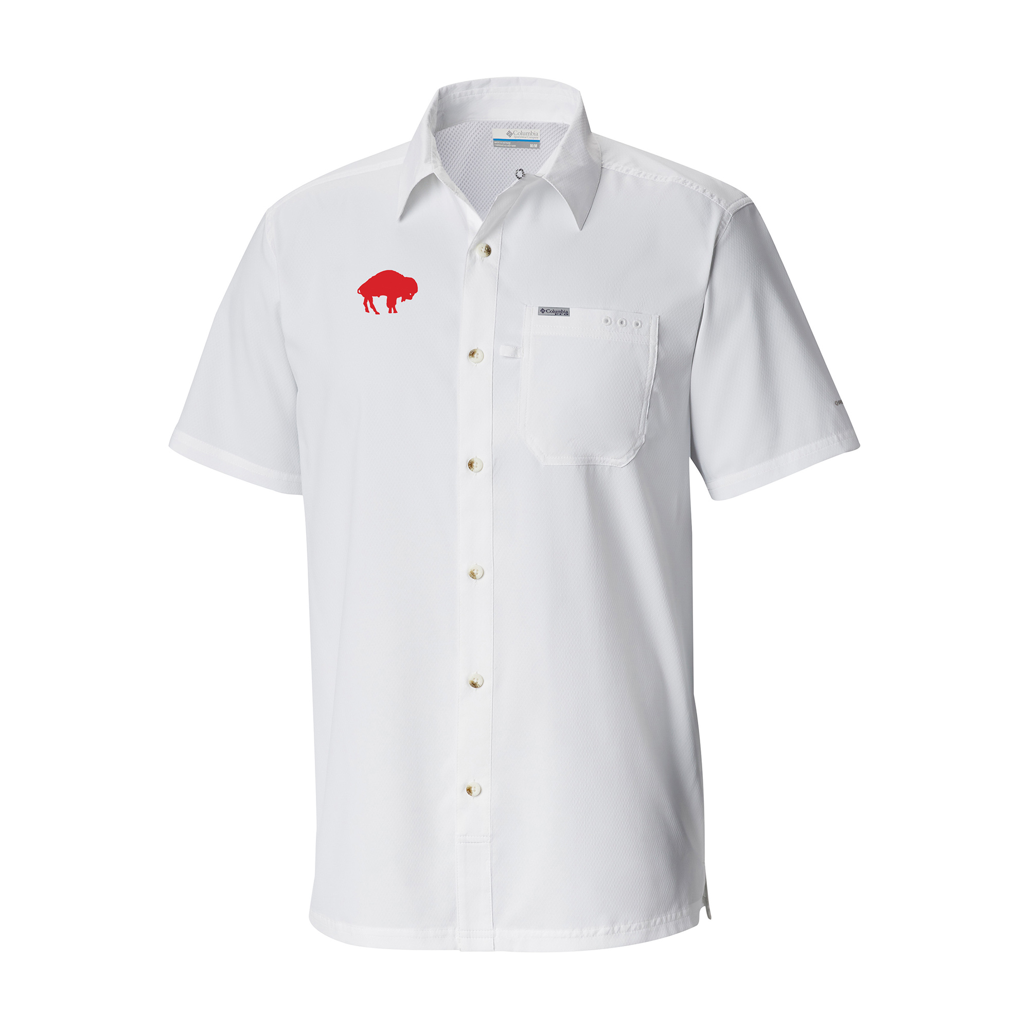 Men's Columbia White Buffalo Bills Slack Tide Omni-Wick Throwback Logo Button-Up Camp Shirt