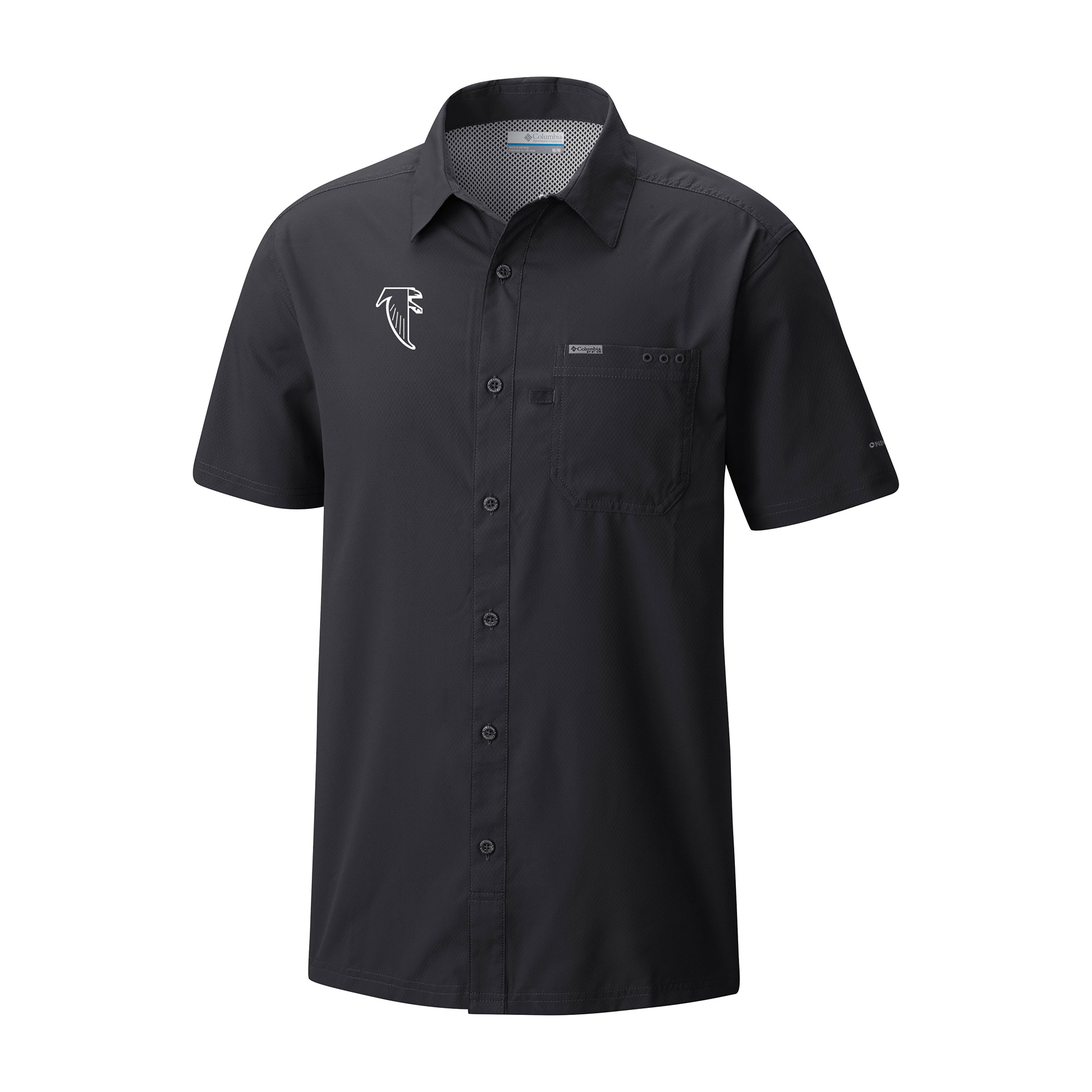 Men's Columbia Black Atlanta Falcons Slack Tide Omni-Wick Throwback Logo Button-Up Camp Shirt