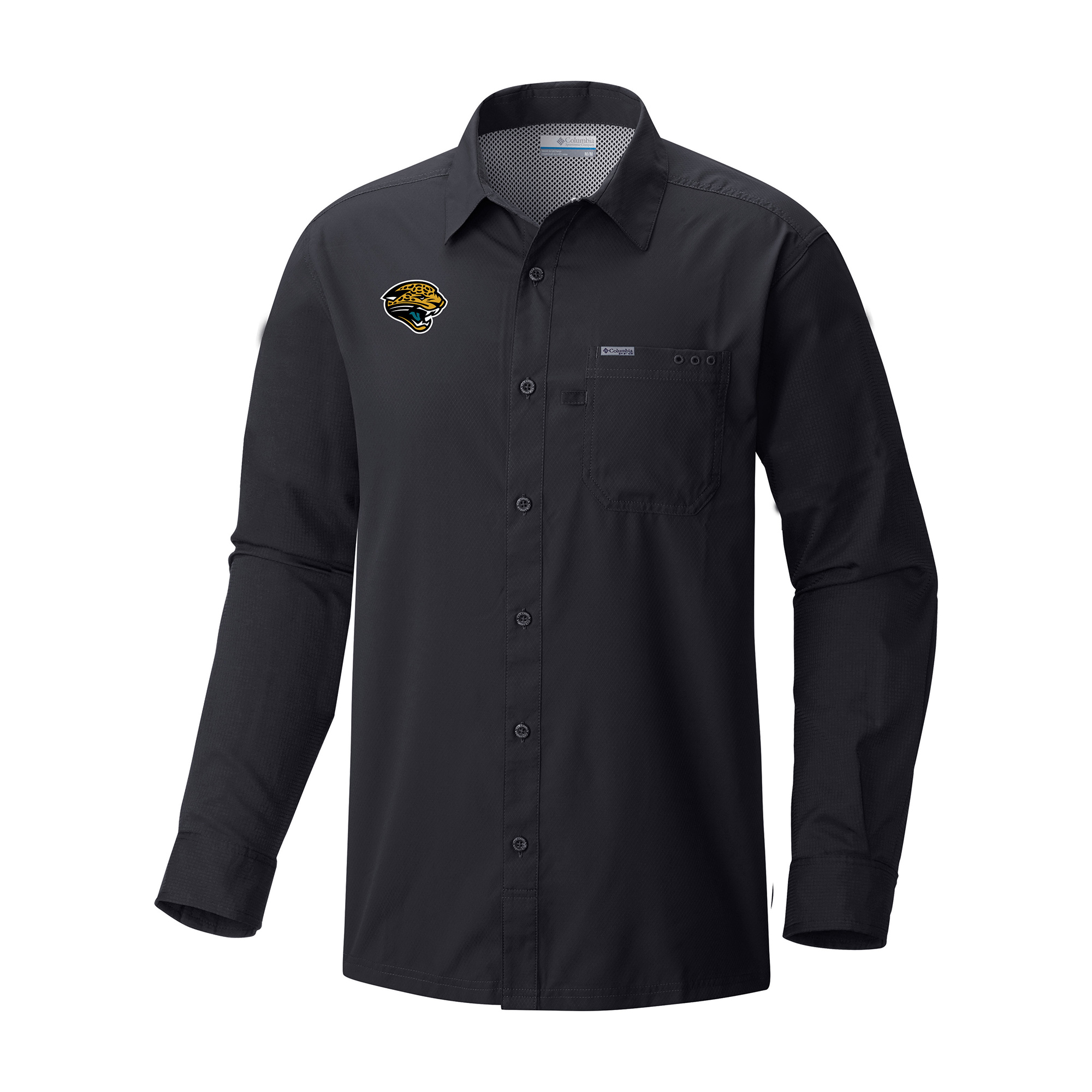 Men's Columbia Black Jacksonville Jaguars Slack Tide Omni-Wick Long Sleeve Button-Up Camp Shirt