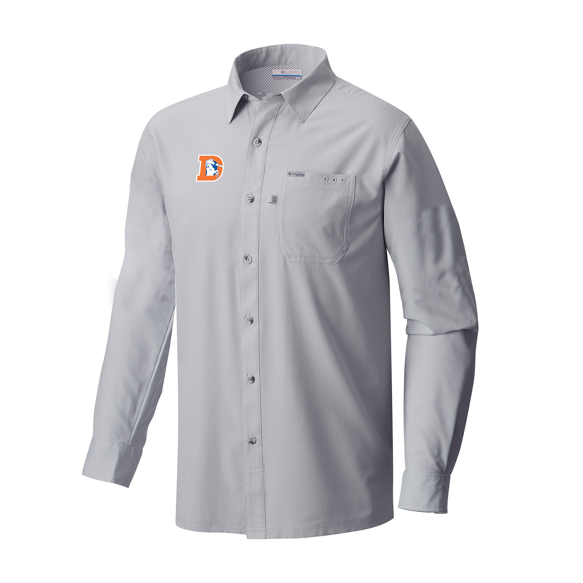 Men's Columbia Gray Denver Broncos Slack Tide Omni-Wick Long Sleeve Button-Up Camp Shirt