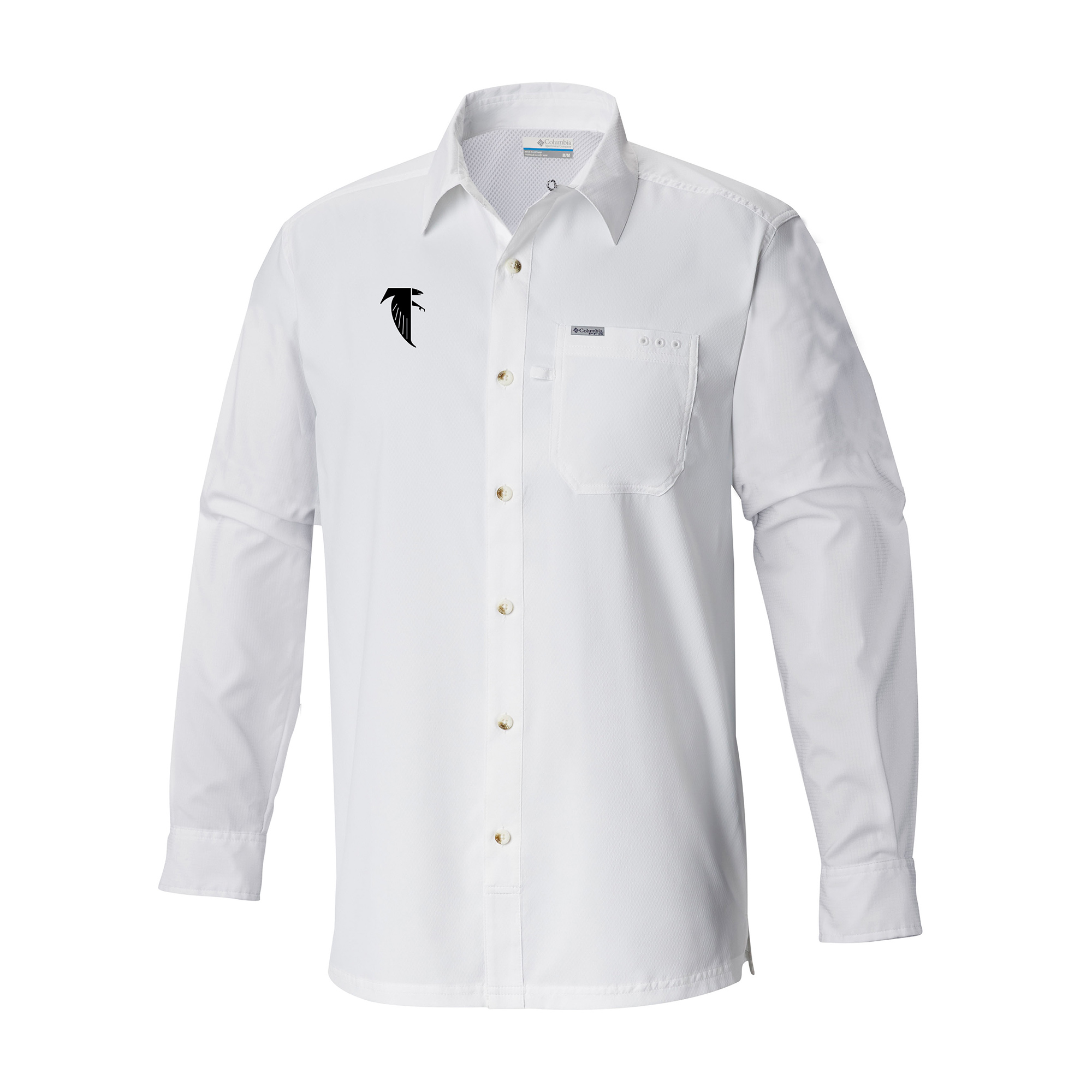 Men's Columbia White Atlanta Falcons Slack Tide Omni-Wick Long Sleeve Button-Up Camp Shirt