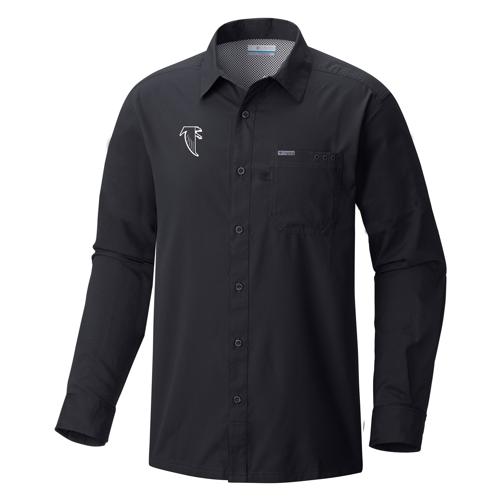 Men's Columbia Black Atlanta Falcons Slack Tide Omni-Wick Long Sleeve Button-Up Camp Shirt