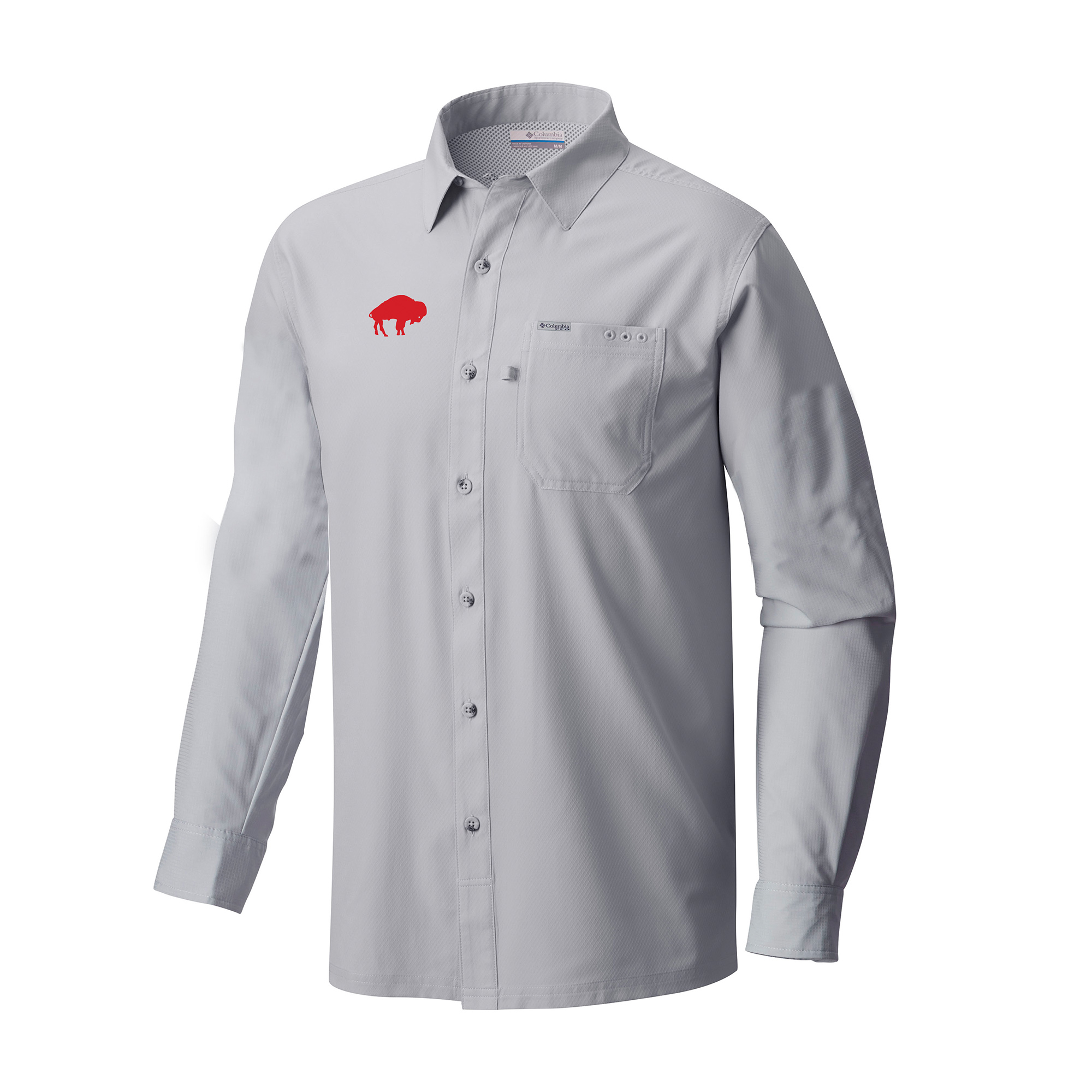 Men's Columbia Gray Buffalo Bills Slack Tide Omni-Wick Long Sleeve Button-Up Camp Shirt