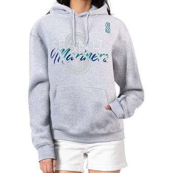 Women's G-III 4Her by Carl Banks Heather Gray Seattle Mariners Shadow Logo Graphic Pullover Hoodie