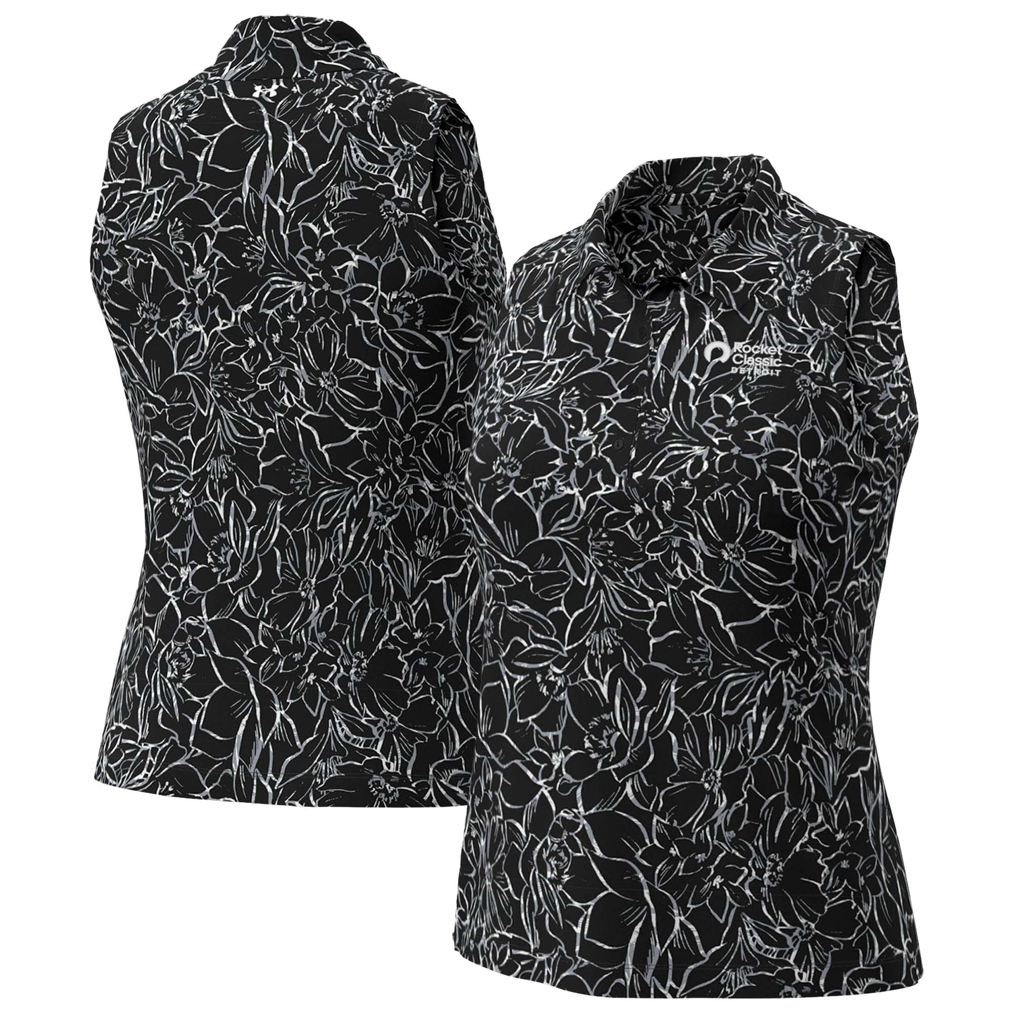 Women’s Under Armour Black Rocket Classic Drive Open Floral Sleeveless Polo Women’s Under Armour Black Rocket Classic Drive Open Floral Sleeveless Polo