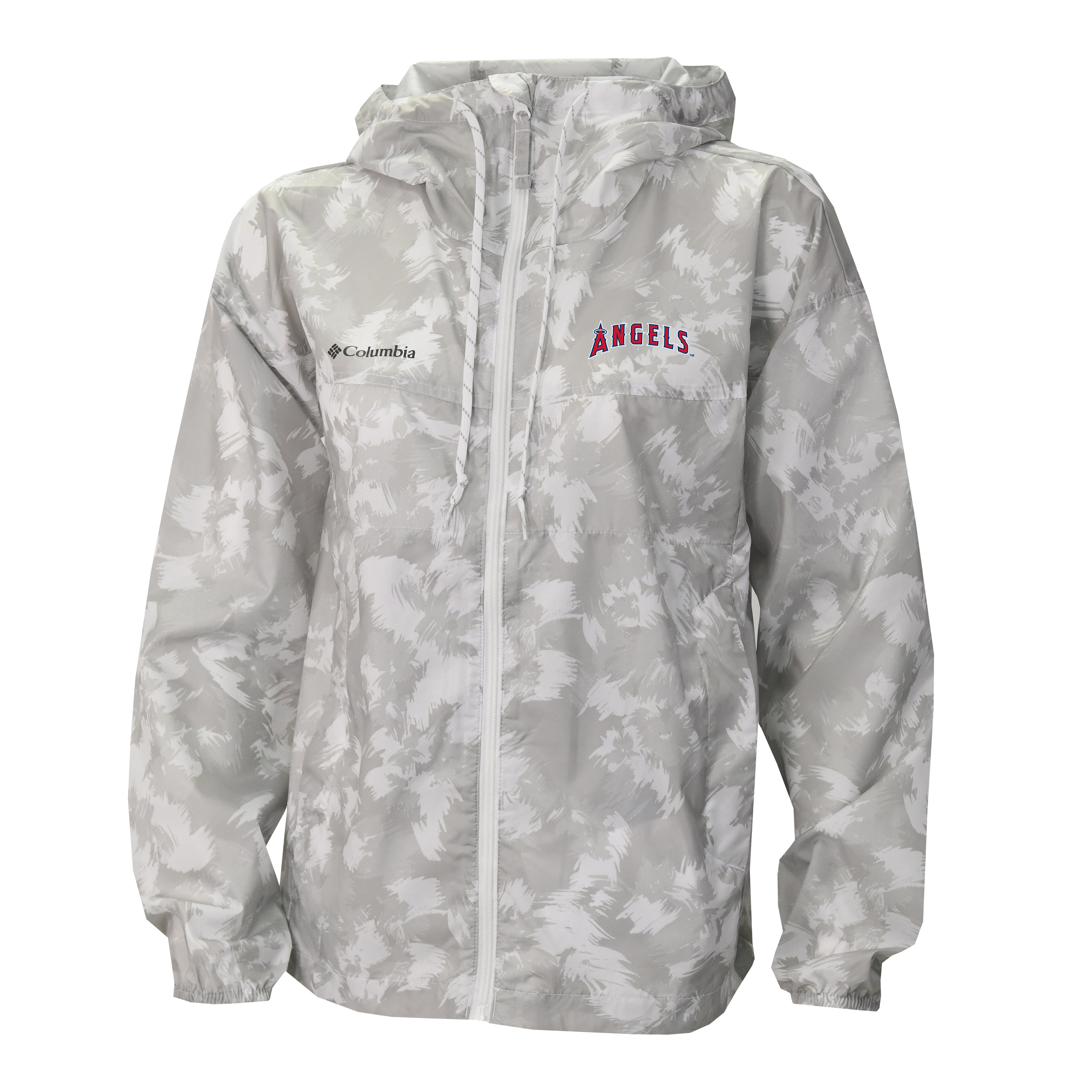 Women's Columbia Gray/White Los Angeles Angels Flash Challenger Full-Zip Hoodie Windbreaker Jacket