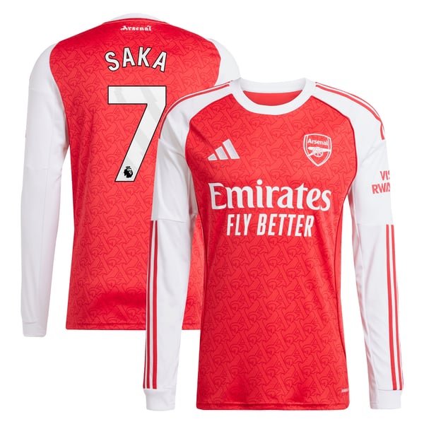 Maillot Domicile manches longues Arsenal adidas 2025-26  avec flocage Saka 7