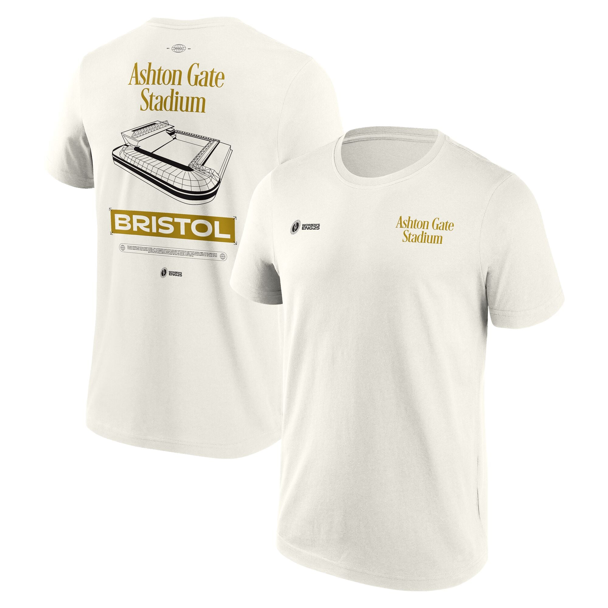 T-shirt grafica da donna Coppa del Mondo di Rugby ENG25 Cities - Bristol - Bianca